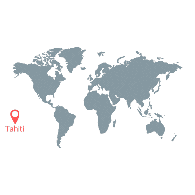 Carte du monde avec position de Tahiti