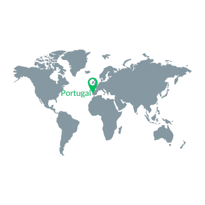 Carte du monde avec position du Portugal